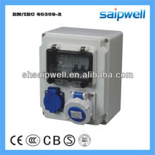 Caja de toma de corriente eléctrica de plástico IP67 con 16A / 2P MCB